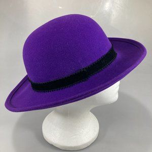 Adolfo Realites Purple Wool Hat Excello Made in USA One Size 21.5 inch